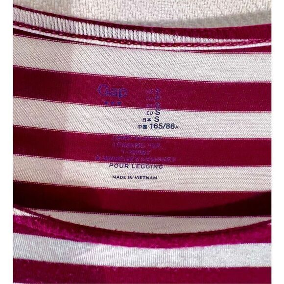 Womens GAP Long Sleeve T-Shirt FAVORITE Tee Burgundy Stripe Sz Small - Picture 3 of 7